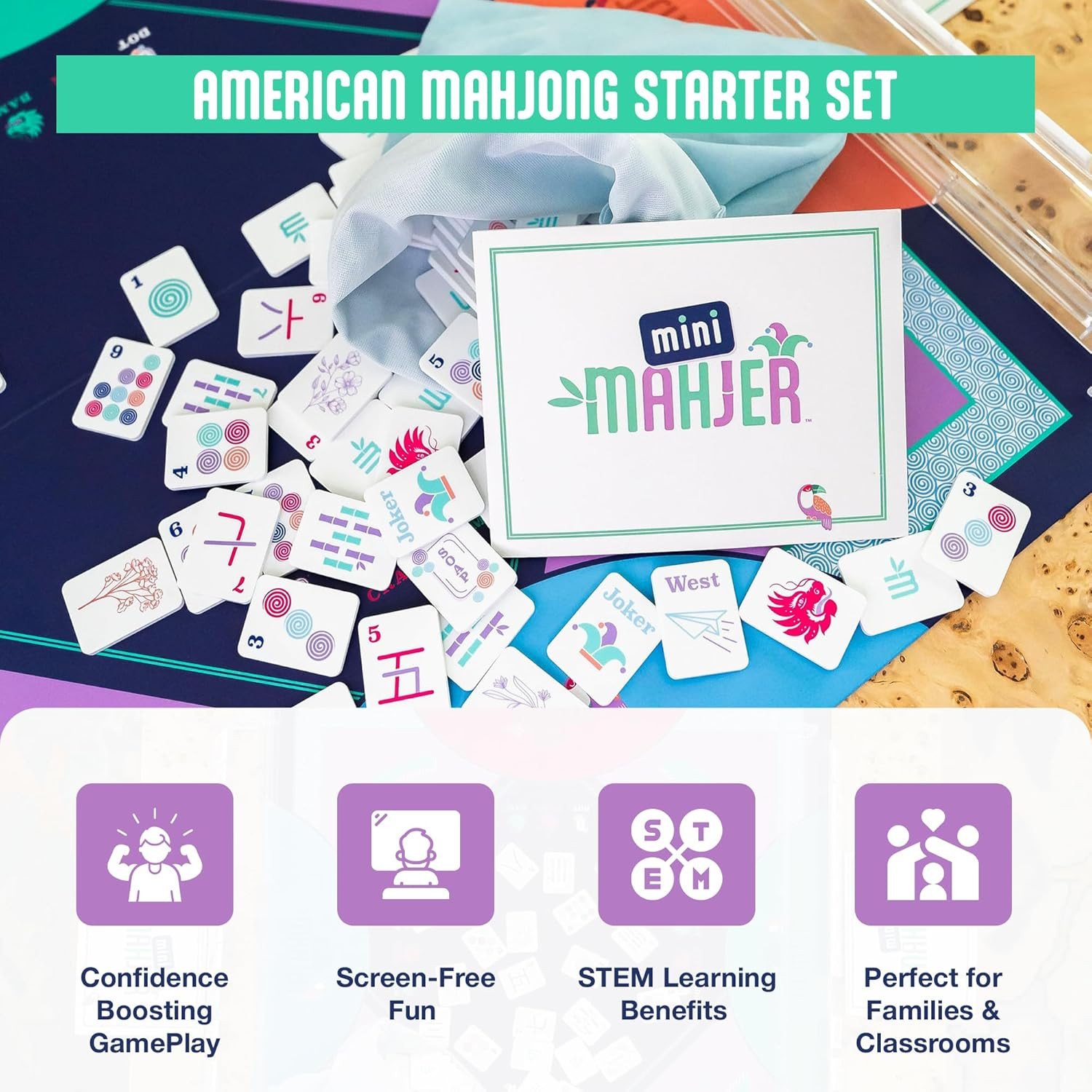 Mahjong for Kids, Beginners & Families | American Mahjong Starter Set, Learn to Play with Tiles, ... | Amazon (US)