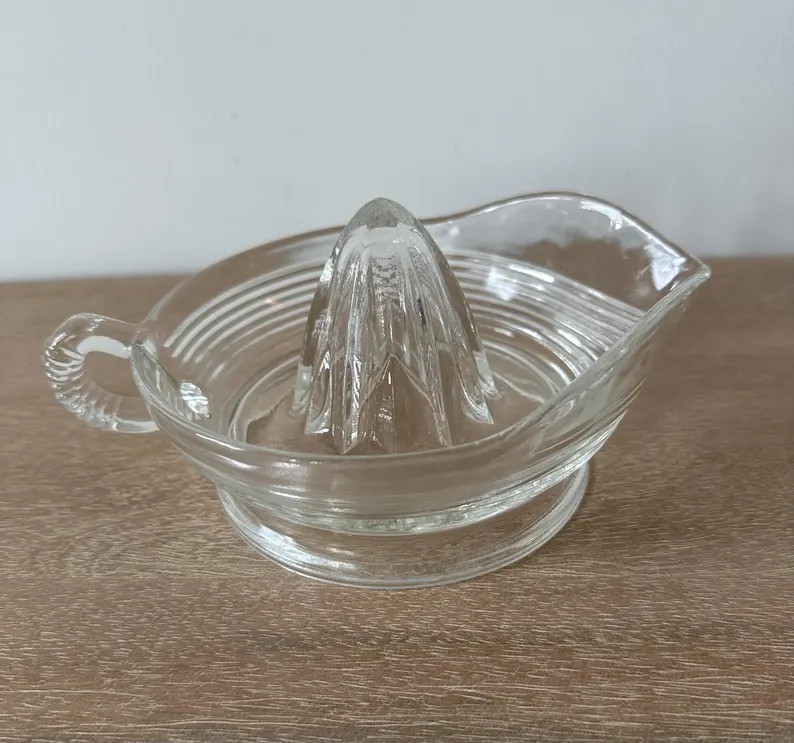 Vintage Clear Glass Citrus Juicer Reamer | Art Deco Ribbed Design | Retro Kitchen Tool with Handl... | Etsy (Global)