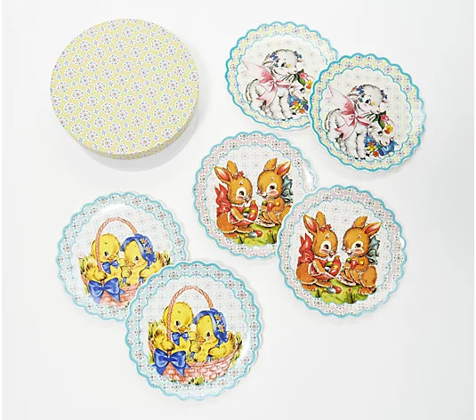 Mr. Cottontail Set of (6) 8" Dessert Plates with Gift Box - QVC.com | QVC