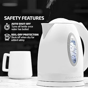 OVENTE Electric Kettle, Hot Water, Heater 1.7 Liter - BPA Free Fast Boiling Cordless Water Warmer... | Amazon (US)