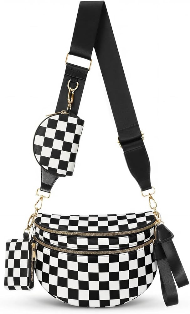 Bolsa cruzada para mujer, bolsas cruzadas a cuadros para mujer, ri\u00f1oneras para ni\u00f1as, b... | Amazon (US)