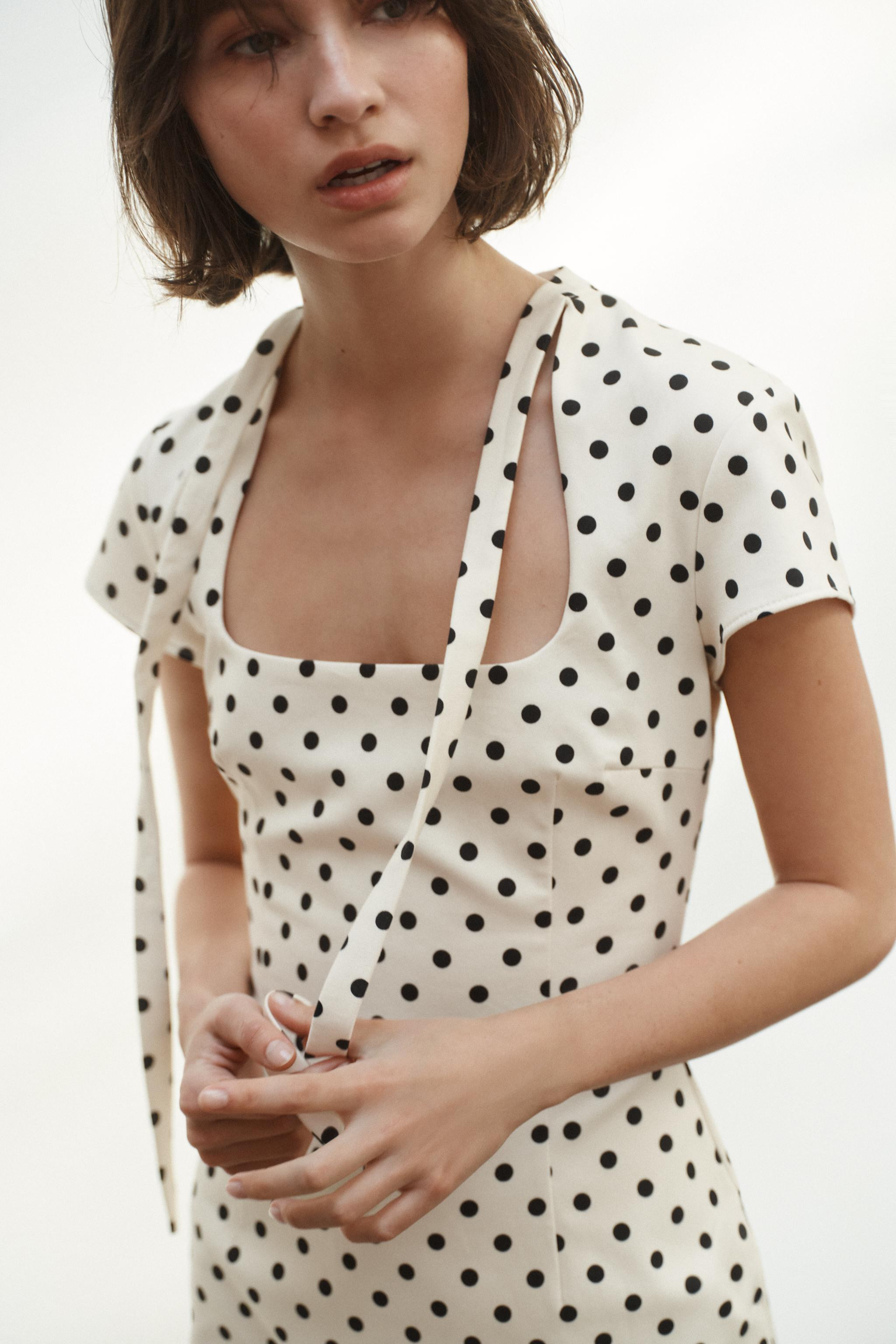 POLKA DOT SHORT DRESS WITH TIE DETAIL | Zara UK