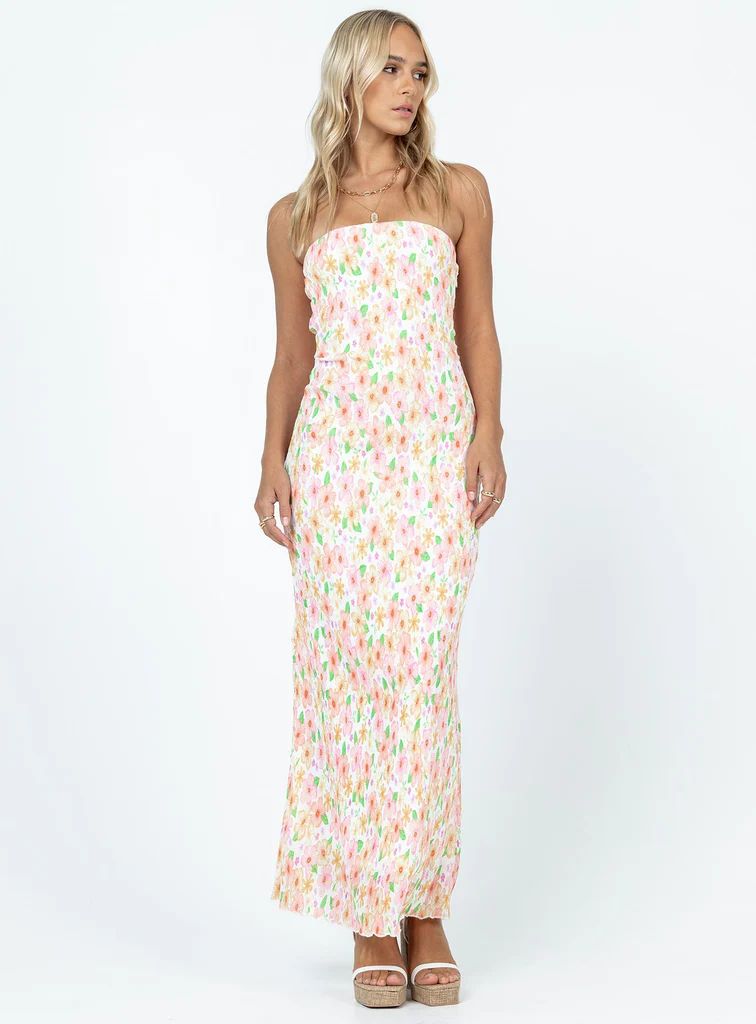 Tiarna Strapless Maxi Dress White / Floral | Princess Polly US