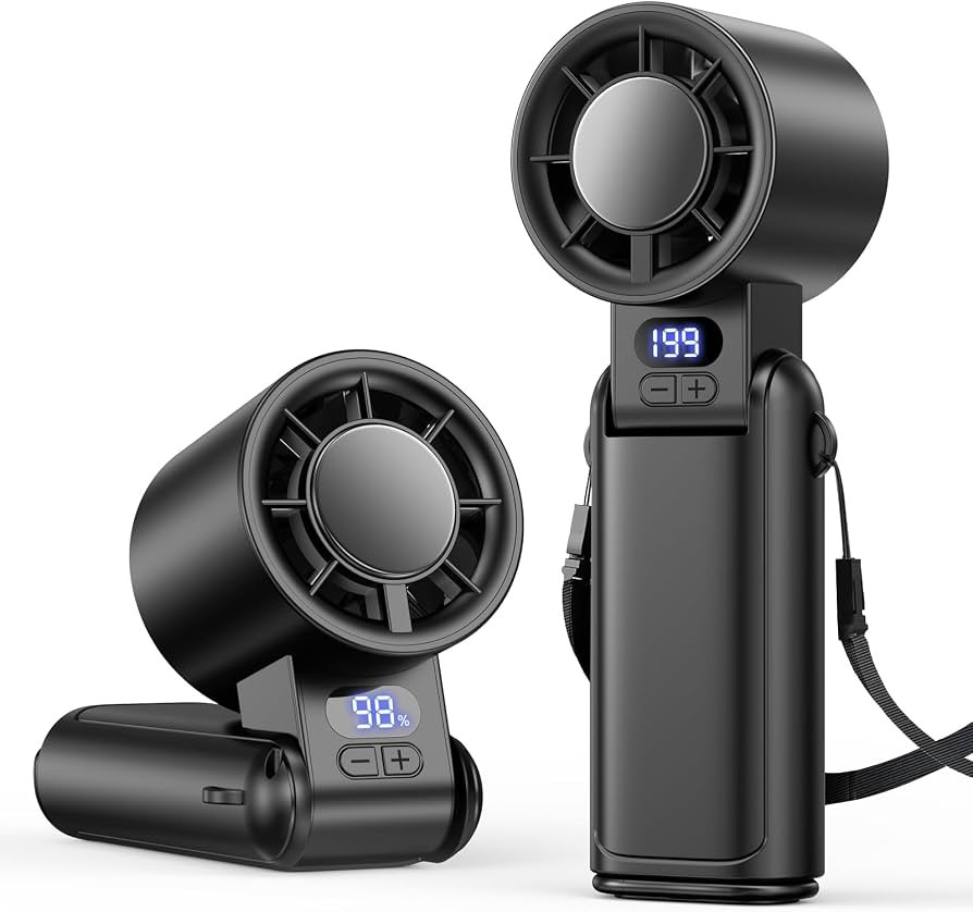 Portable Handheld Turbo Fan, 1-199 Speed Adjustable, Dark Black | Amazon (US)