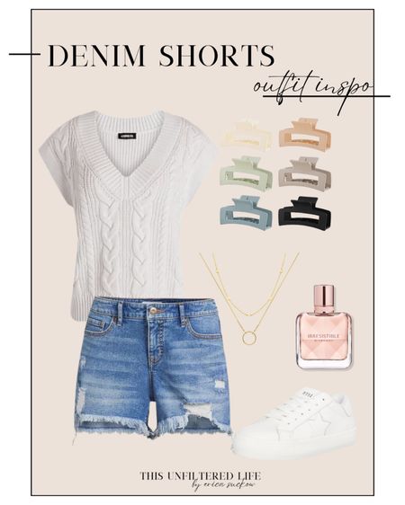 Denim shorts outfit inspo 🤍 

Walmart denim shorts, Walmart style, Amazon accessories, Express sweater top 

#LTKstyletip #LTKSeasonal #LTKunder50