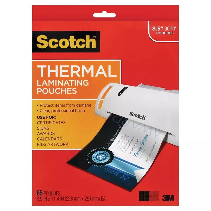 Scotch Thermal Laminating Pouches, 9" x 11", 65ct - Clear | Target