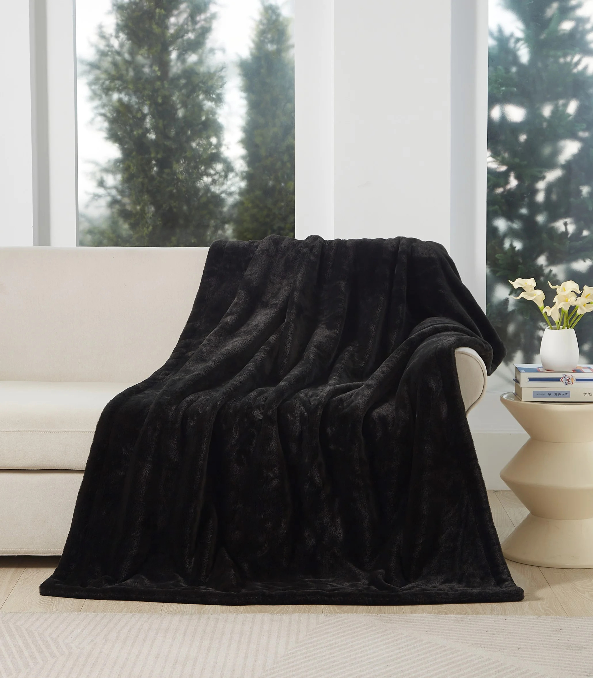 Cozy Haven Faux Fur Throw Blanket for Adults, Black, 50" x 72" | Walmart (US)