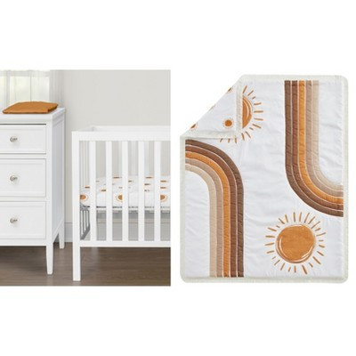 Sweet Jojo Designs Gender Neutral Unisex Baby Mini Crib Bedding Set - Boho Sun Orange Beige and Tan 3pc | Target