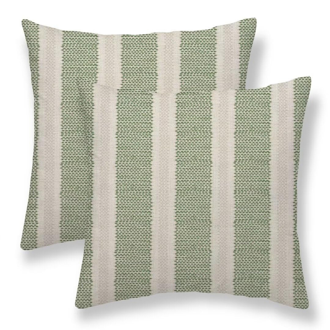 Sage Green Polka Dot Pillow Covers 18 x 18 Inch Set of 2 Boho Striped Decorative Outdoor Throw Pi... | Amazon (US)