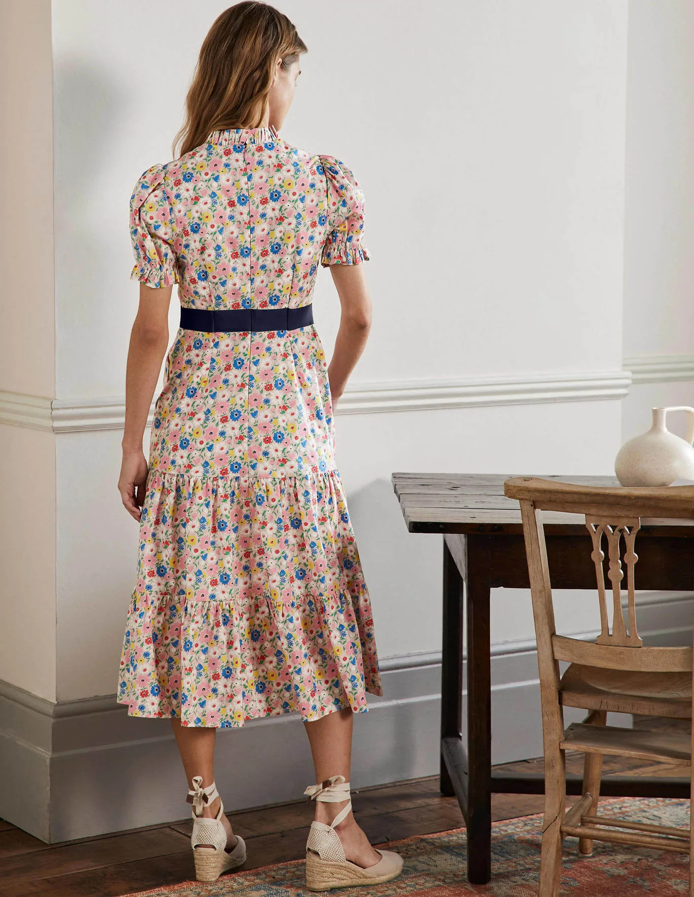 Frill Neck Tiered Midi Dress | Boden (US)