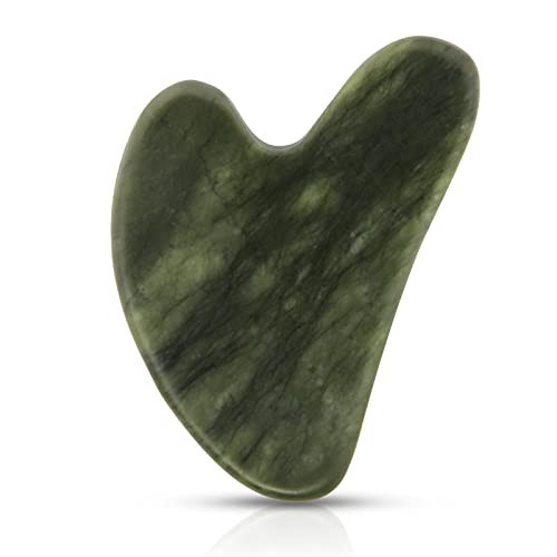 FUIYOOCEN Gua Sha Facial Tools, Natural Jade Guasha Tool for Face,Double Chin & Jawline, Jade Gua Sha Stone Self-Skin Care Face Stone Gua Sha tools for Women Guasha Stone, Dark Green | Amazon (US)