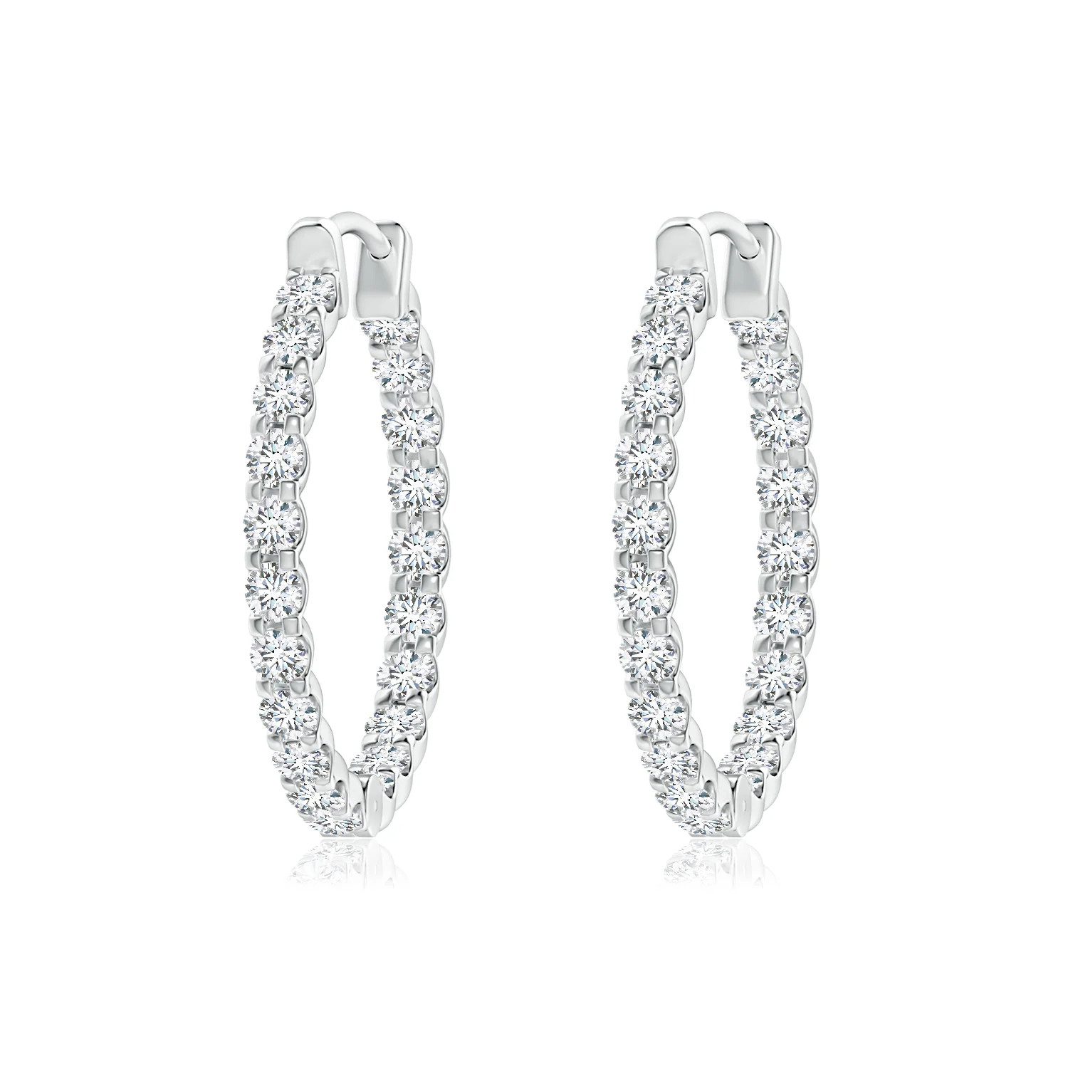 Lab-Grown Prong-Set Diamond Inside Out Hoop Earrings | Angara US