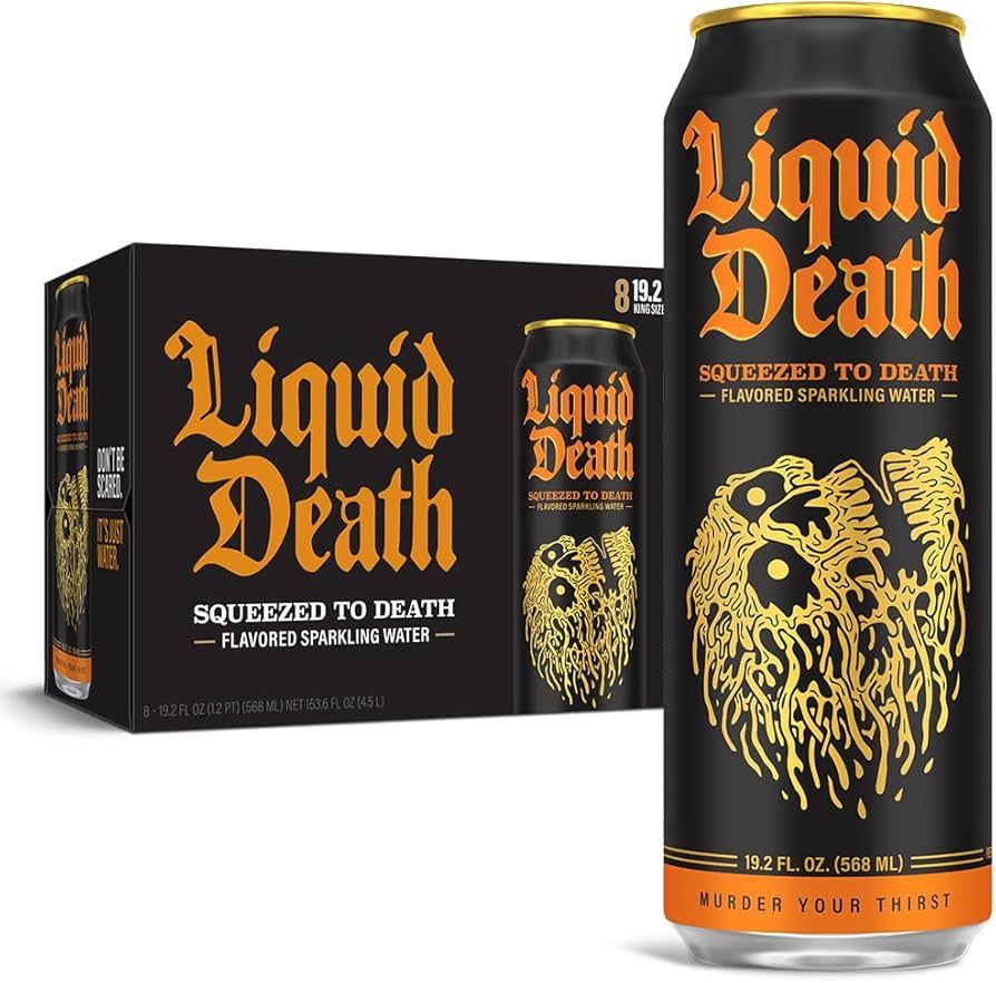 Amazon.com: Liquid Death, Squeezed To Death Sparkling Water, Orange Flavored Sparkling Beverage S... | Amazon (US)