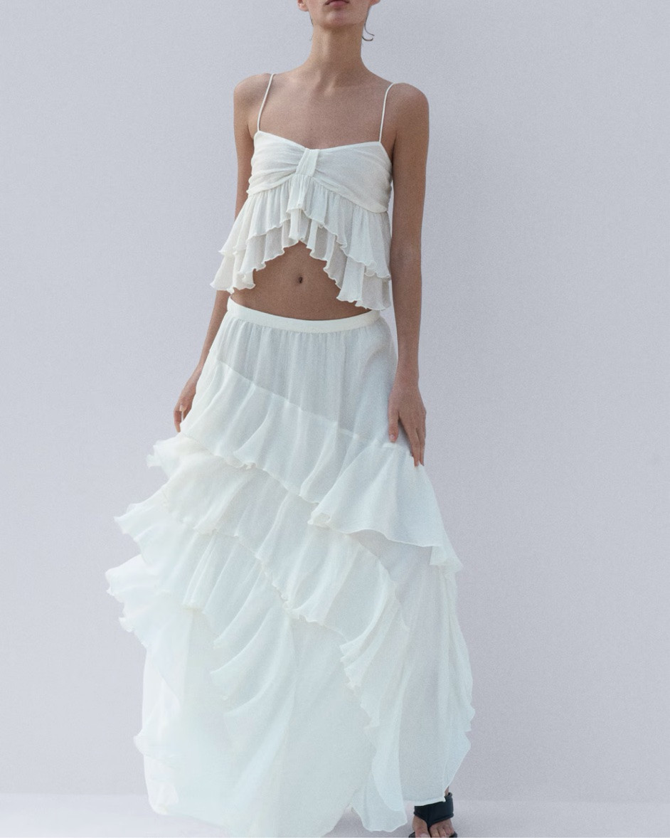 Ivory ruffle tiered tank top and maxi skirt matching set

#LTKSeasonal