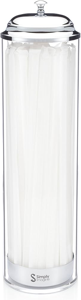 SimplyImagine Acrylic Straw Dispenser - 13 Inch Tall Drinking Straw Holder for Kitchen, Pop Up St... | Amazon (US)