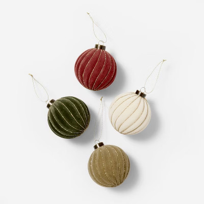 4pc Flocked Ornaments - Threshold™ designed with Studio McGee | Target