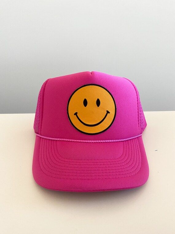 Hot Pink Smile Trucker Hat | Etsy | Etsy (US)