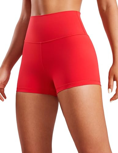 CRZ YOGA Women's Naked Feeling Biker Shorts - 3 Inches High Waisted Yoga Workout Running Spandex Deep Red XX-Small | Amazon (US)