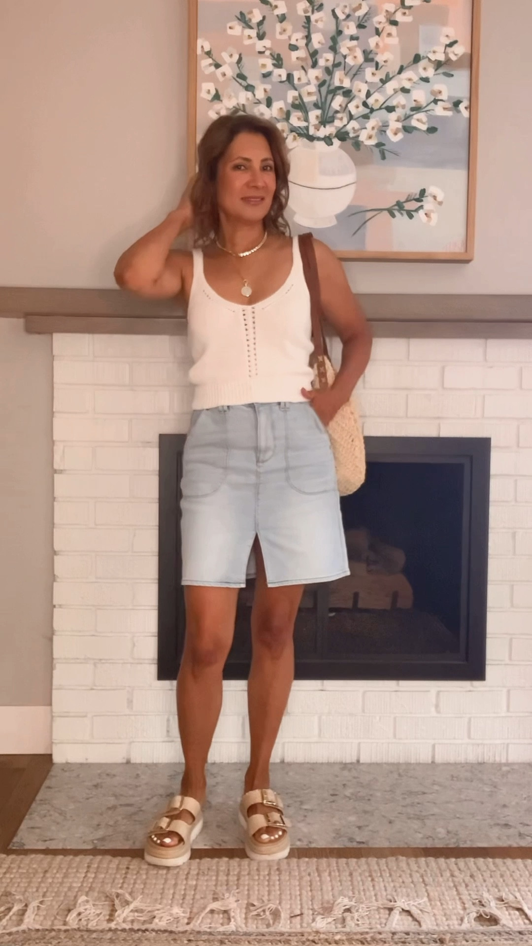 Express finds! I love a classic blue and white summer look, and this knit tank top and denim skirt combo is so cute! I’m wearing size 2 in the skirt and S in the top.  Style with raffia accessories now, and boots and an over-shirt in the fall.
#LTKSaleAlert
#LTKStyleTip


#LTKOver40 #LTKU #LTKSeasonal