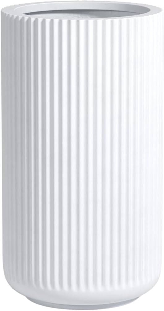 DTY Signature Mount Elbert 1-Piece Fluted Fiberstone Planter for Indoor/Outdoor, White, 16" H x 1... | Amazon (US)