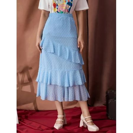 Women s Swiss Dot Flounce Hem Layered Skirt 66313W11112 | Walmart (US)