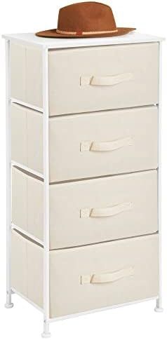 mDesign Tall Dresser Storage Tower Stand - Sturdy Steel Frame, Wood Top, 4 Drawer Easy Pull Fabri... | Amazon (US)