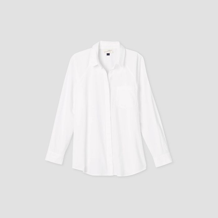 Women's Long Sleeve Button-Down Boyfriend Shirt - Universal Thread™ True White | Target