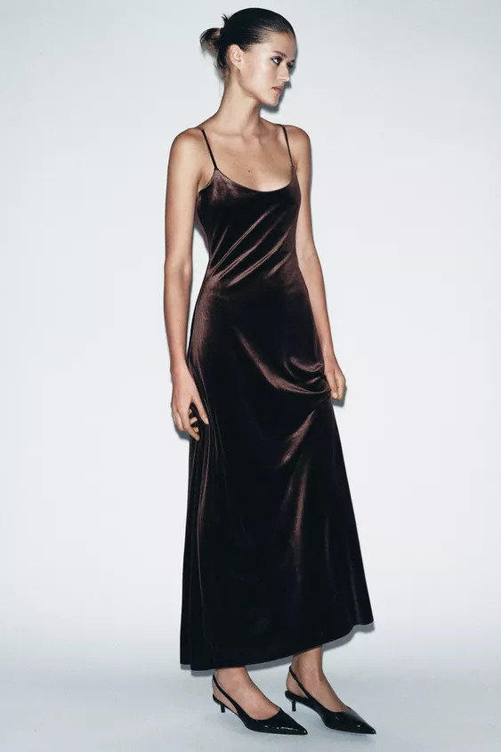 LONG VELVET DRESS | Zara Canada