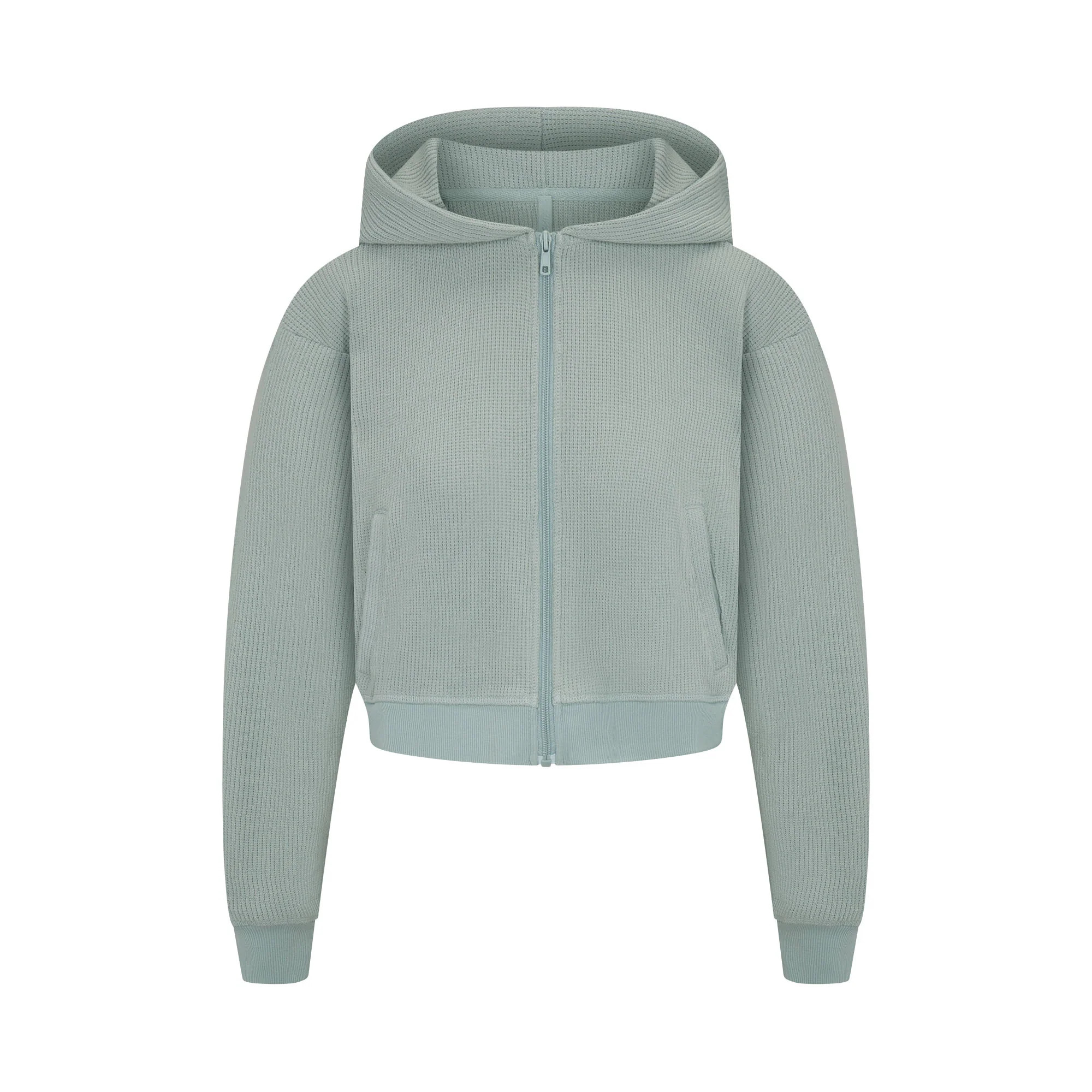 HEAVY WAFFLE CROPPED ZIP UP HOODIE | VAPOR | SKIMS (US)