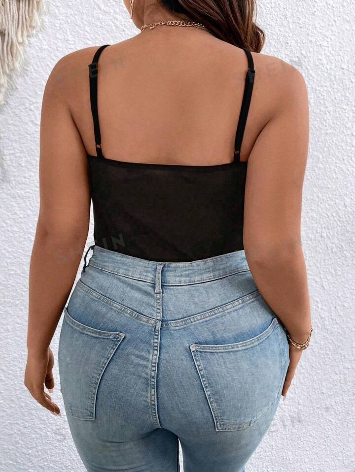 SHEIN SXY Plus Lace Cami Bodysuit | SHEIN