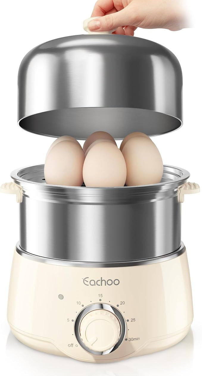 Hard Boiled Egg Cooker - CACHOO 14-Egg Rapid Stainless Steel Egg Boiler with 30-Min Timer & Auto ... | Amazon (US)