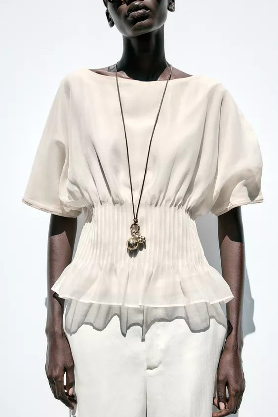 COMBINATION ORGANZA KNIT TOP | Zara US