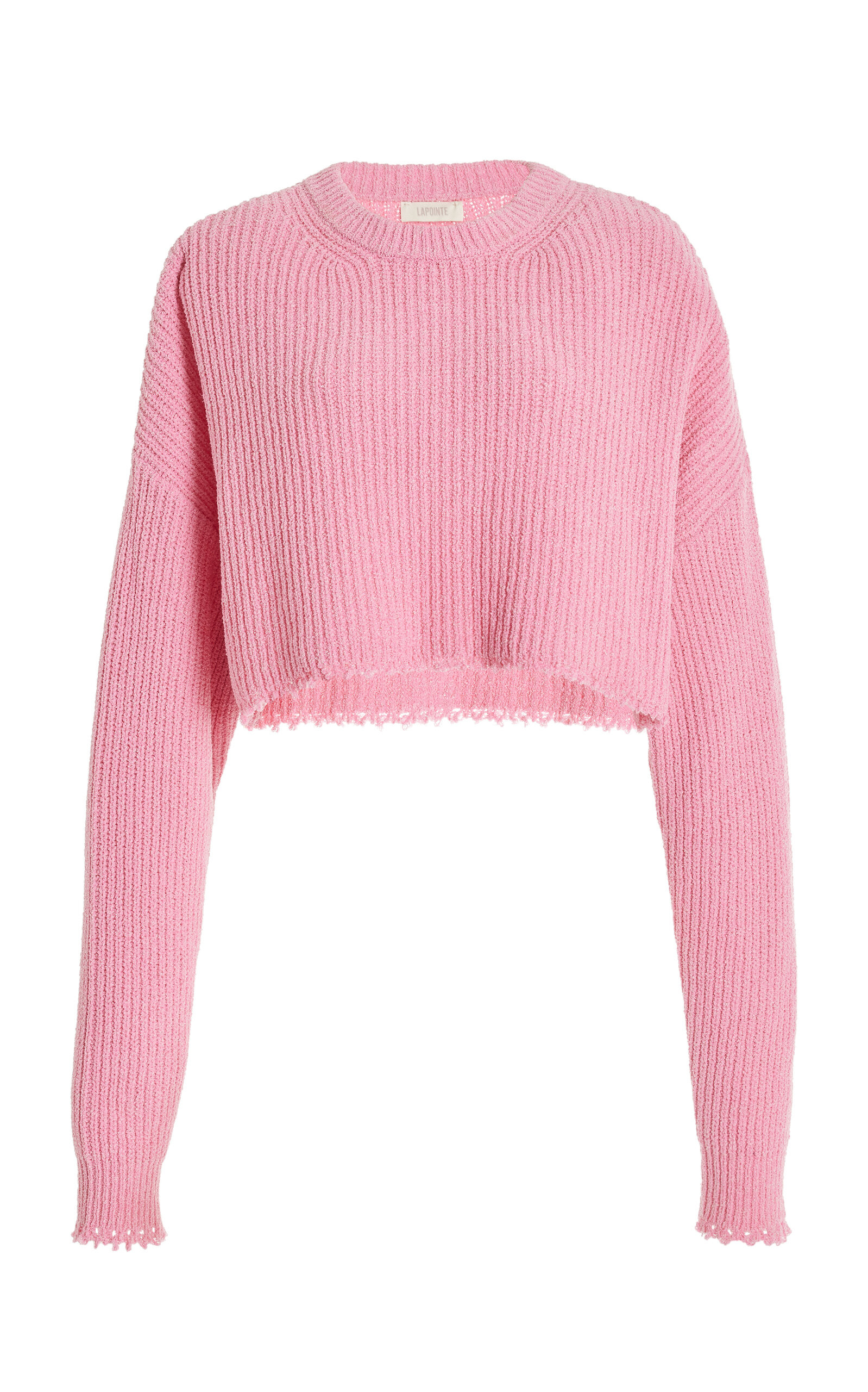 LAPOINTE - Cropped Cotton-Blend Knit Sweater - Pink - L - Moda Operandi | Moda Operandi (Global)