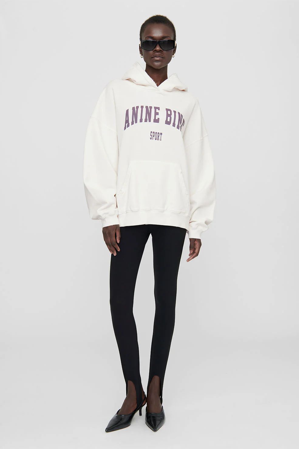 Harvey Sweatshirt - Off White With Purple | Anine Bing