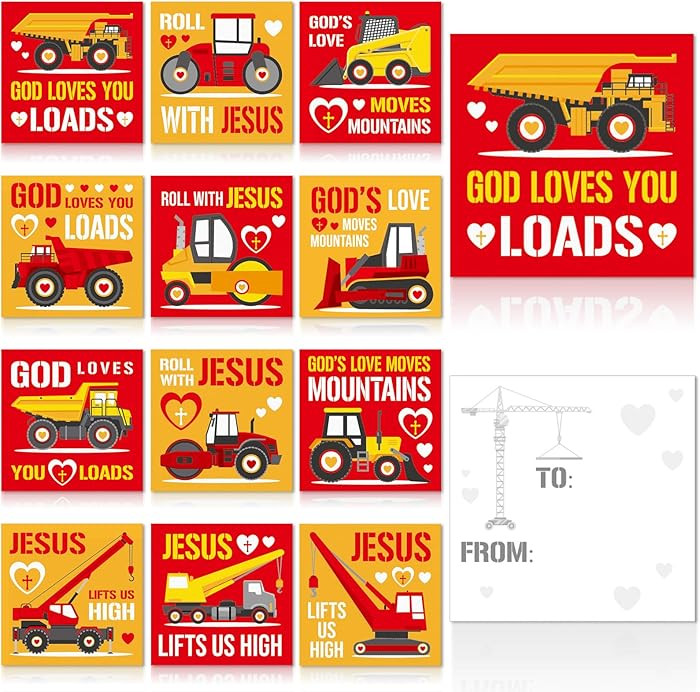Dunzoom 60 Pcs Valentine‘s Day Gift Stickers Religious Construction Sticker Labels Set Happy Va... | Amazon (US)