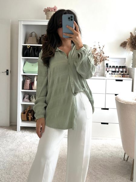 Green shirt, white trousers, casual look, mint green, Lily Silk, ASOS, H&M, shirt & trousers, day look, summer outfit, summer colours, neutrals 

#LTKSeasonal #LTKstyletip #LTKeurope