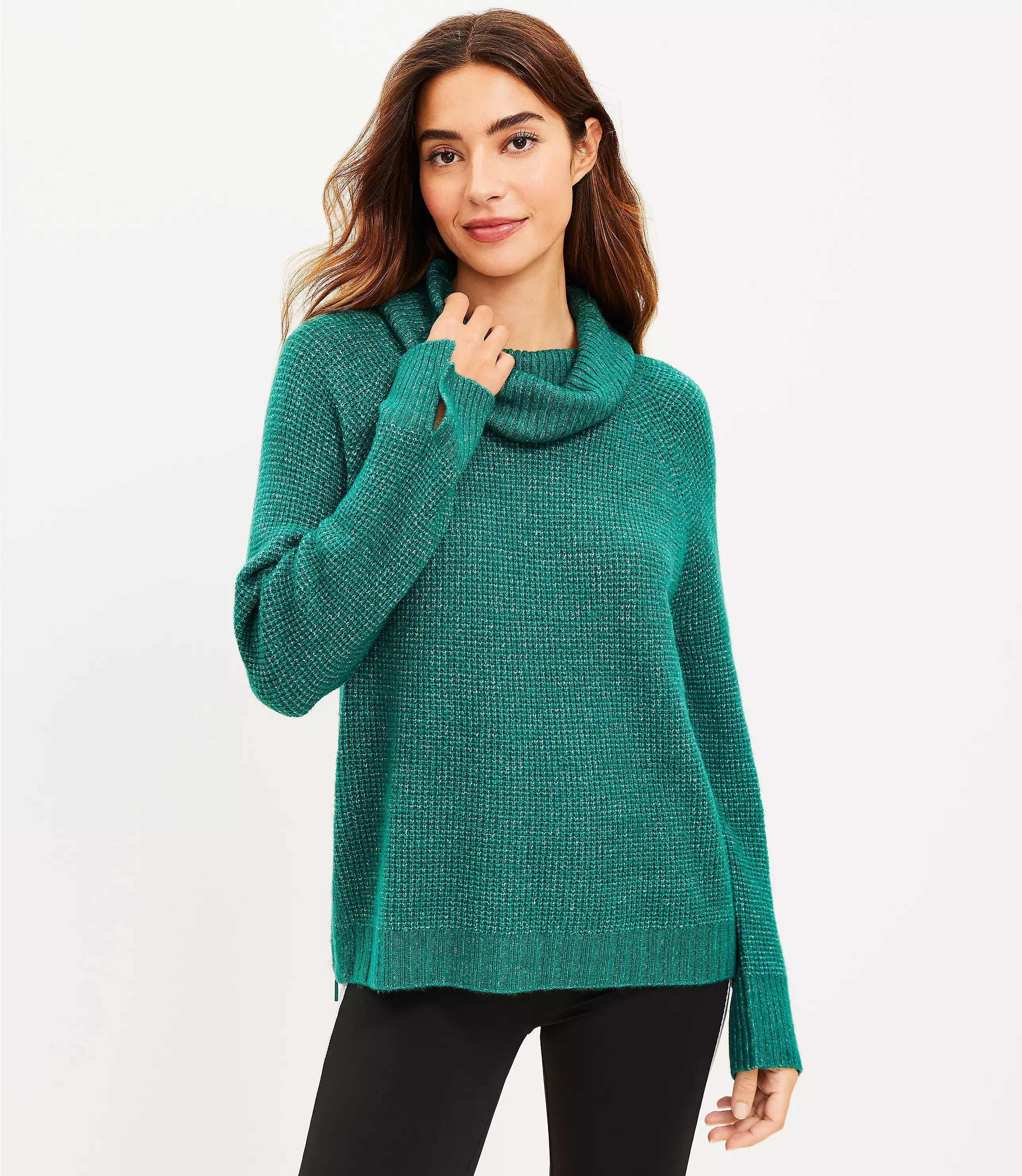 Lou & Grey Side Zip Wafflestitch Turtleneck Sweater | LOFT