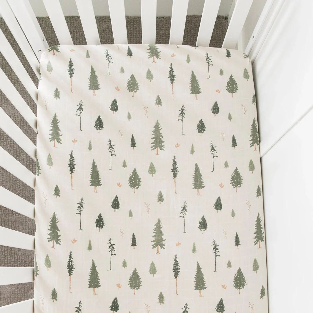 Cotton Crib Sheet, Pine | SpearmintLOVE