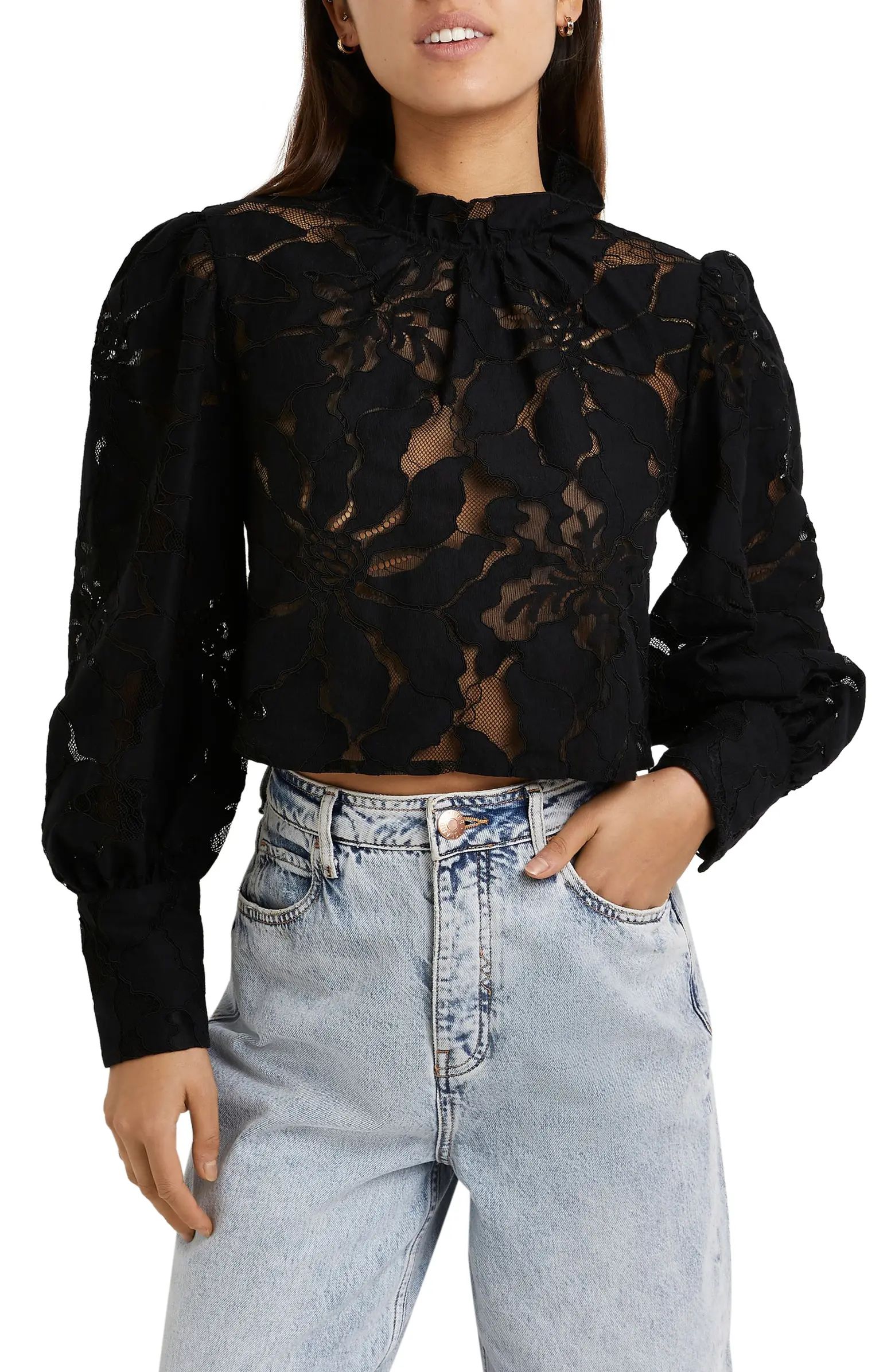 River Island Long Sleeve Lace Top | Nordstrom | Nordstrom
