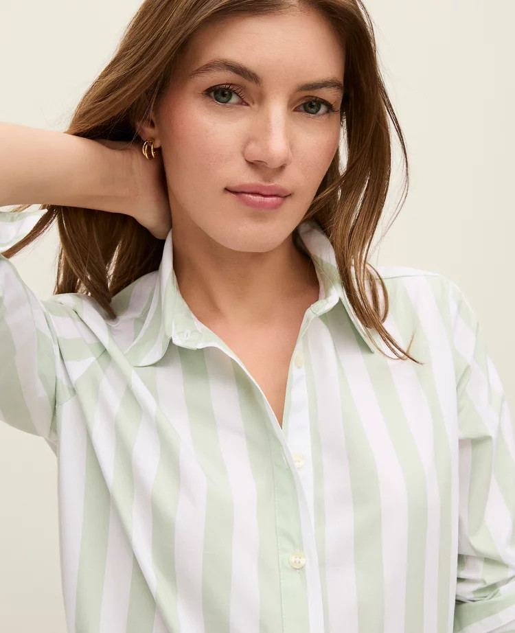 Weekend Striped Relaxed Perfect Shirt | Ann Taylor