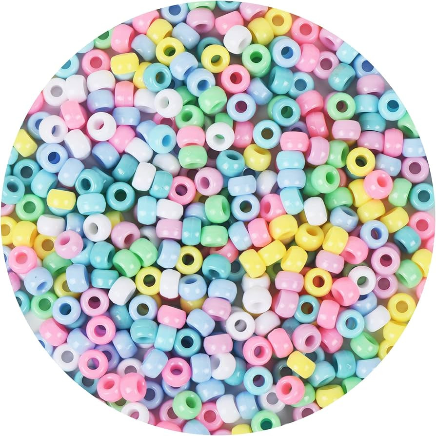Simetufy 1200 pcs Pony Beads Macaron Pastel Colored Beads for Crafts Hair Beads for Hair Braiding... | Amazon (US)
