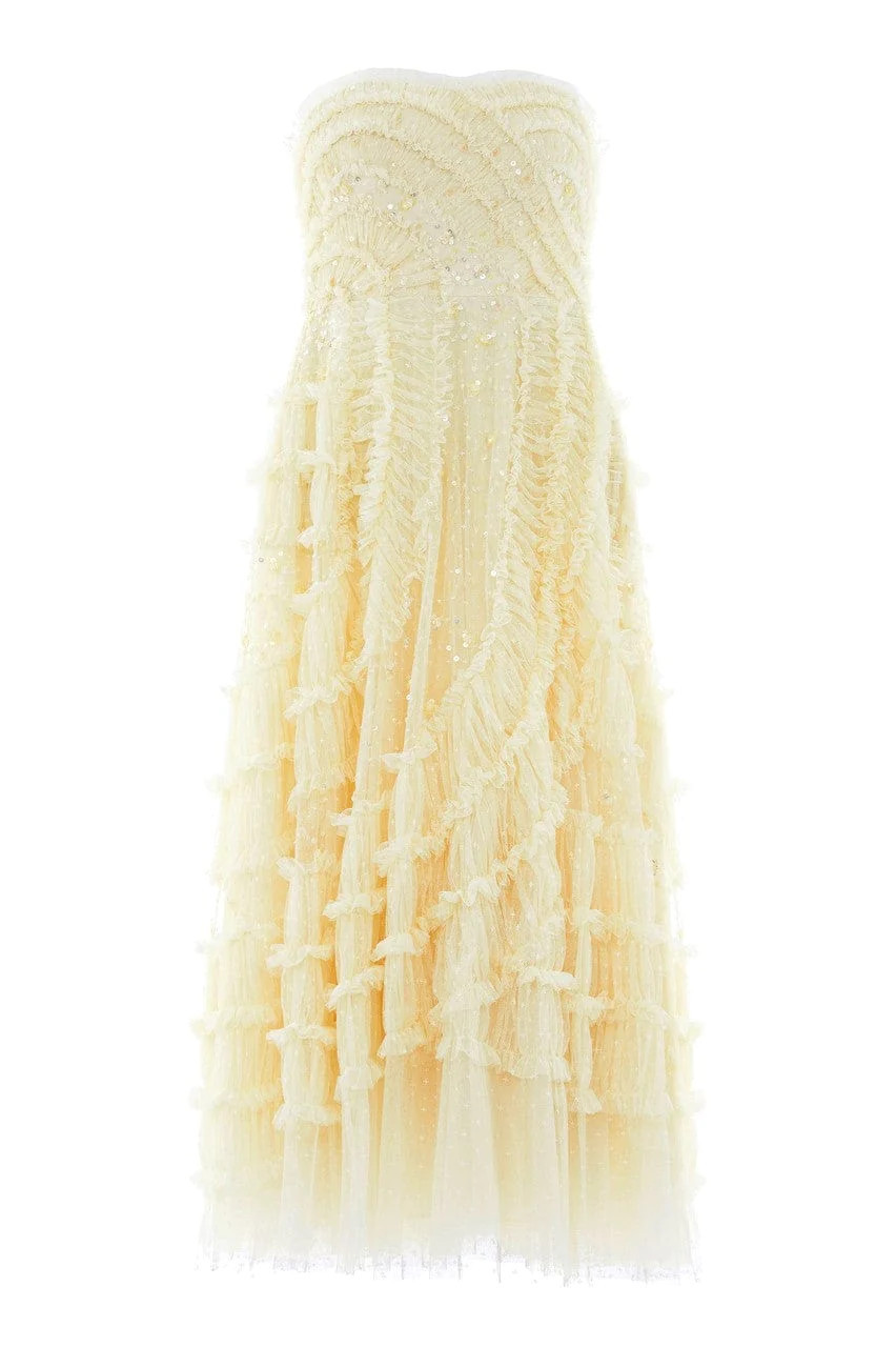 Violet Shimmer Strapless Gown | Needle & Thread US