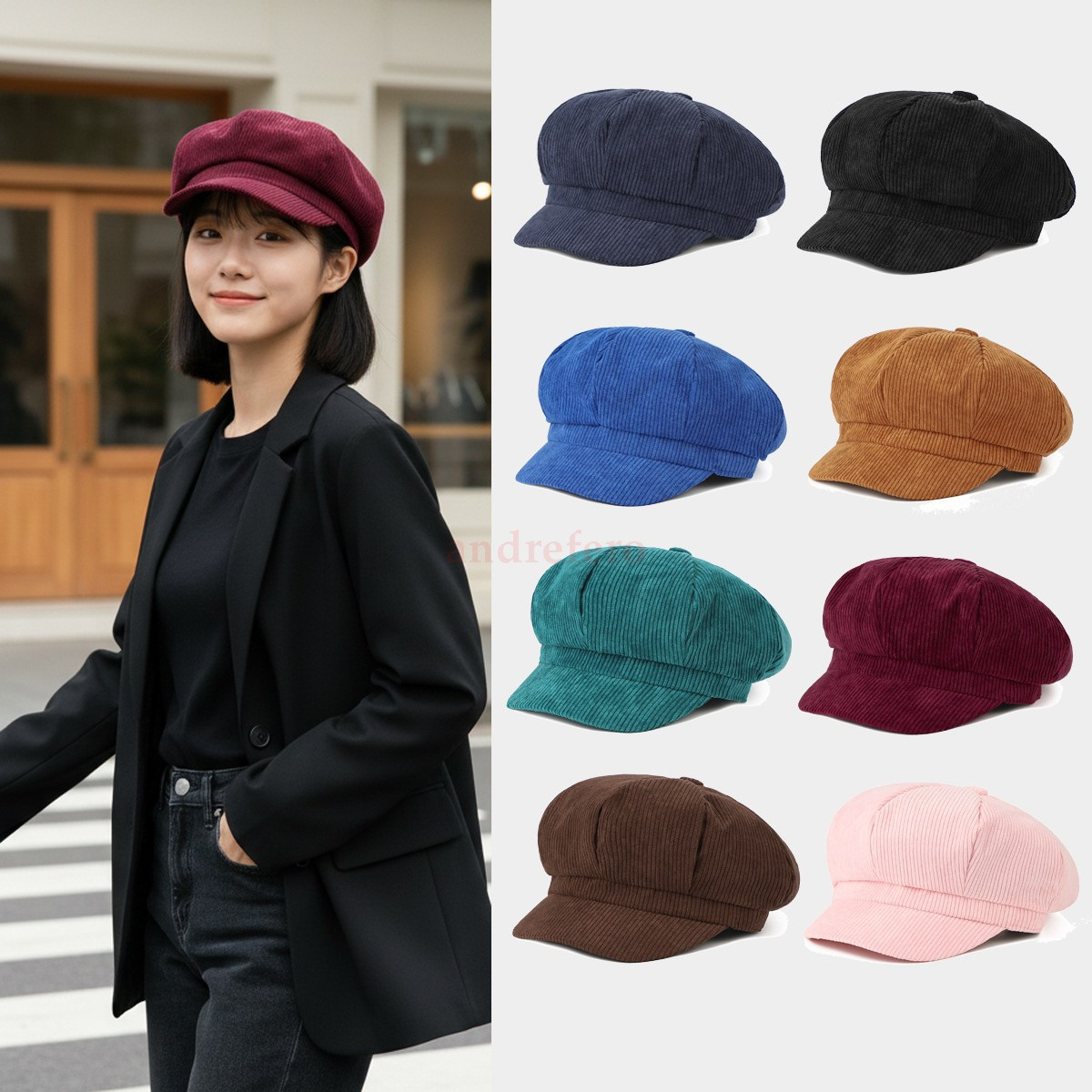 NEW Ladies Women Girl Corduroy Baker Boy Peaked Cap Newsboy Hat Retro Beret Cap  | eBay Australia | eBay AU