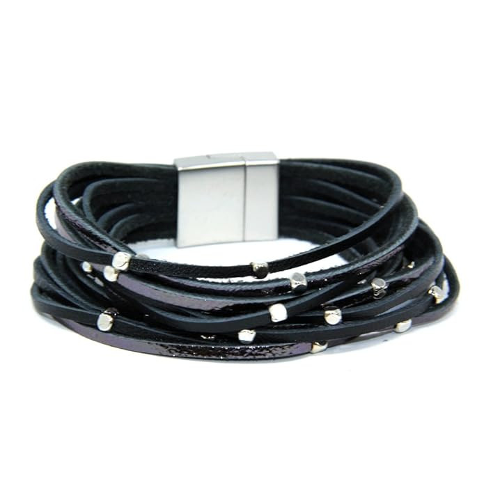 Me Plus Women's Multi Color Strand Wrap Leather Magnetic Closure Breacelet | Amazon (US)