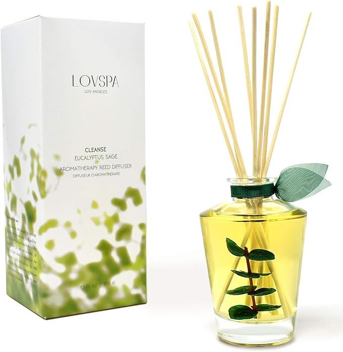 LOVSPA Cleanse Eucalyptus Sage Reed Diffuser Oil and Sticks Gift Set | Air Freshener for Bathroom... | Amazon (US)