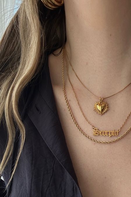 Necklace layering ⚜️⚜️
Scorpio necklace | Zodiac | Flaming heart necklace | Sacred heart | Gold rope chain | Vermeil jewellery 

#LTKsummer #LTKuk #LTKeurope