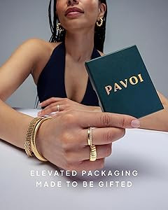 PAVOI Waterproof Link Band - 14K Gold Plated Link Chain Ring for Women | Amazon (US)