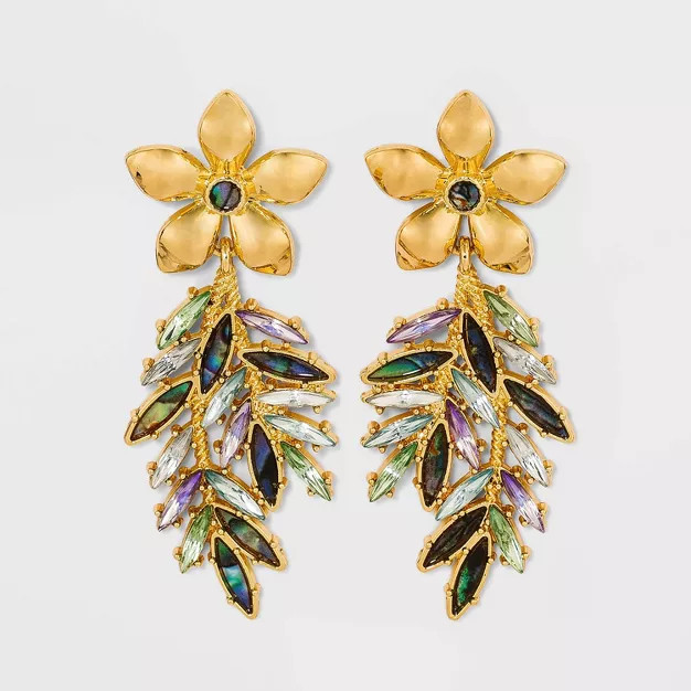 SUGARFIX by BaubleBar Crystal Flower Vine Drop Earrings - Gold | Target
