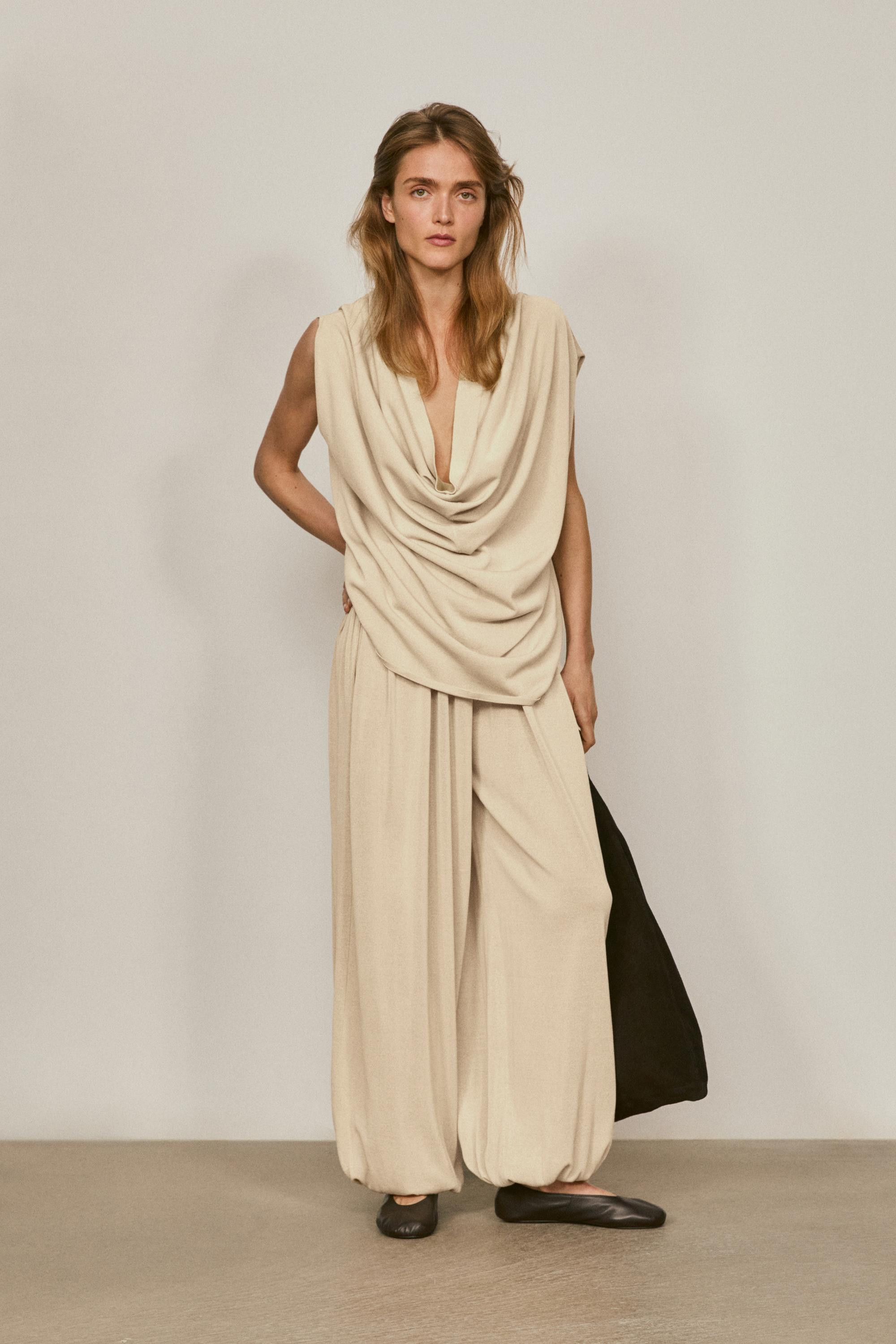 Silk blend total look sarouel trousers - LIMITED EDITION | Massimo Dutti UK