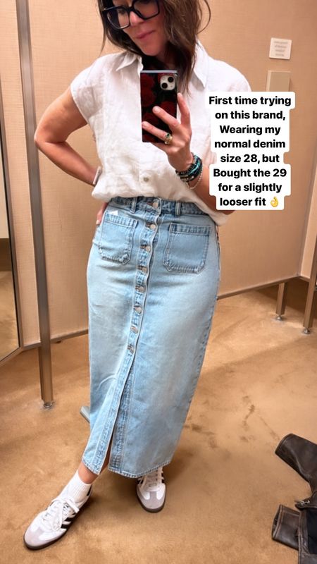 New brand for me and I love it!!
$138 denim skirt
Runs true to size but I went up to be more comfortable 
Ps. It’s a junior brand but so many great pieces ont his collection that o linked below 

#LTKFestival #LTKU #LTKfindsunder100